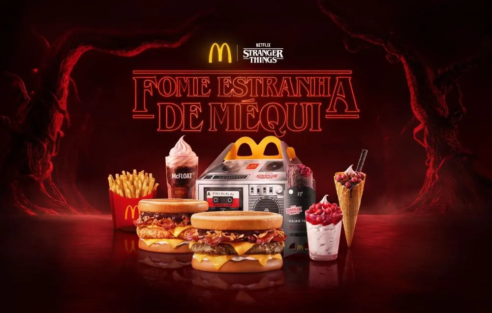 Fome Estranha de Méqui: McDonald’s lança seis produtos em collab com Stranger Things, da Netflix, incluindo sanduíche invertido